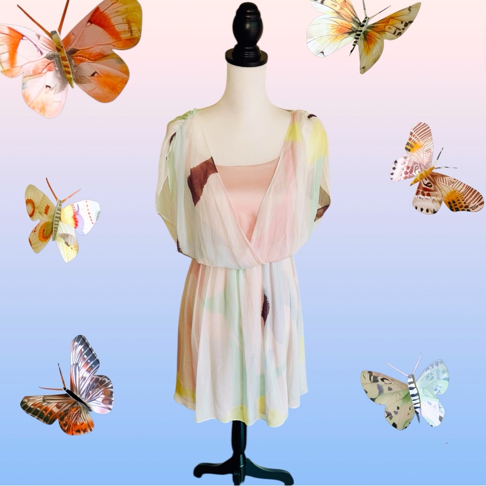 Pastel Multicolor Dress Size M Sheer